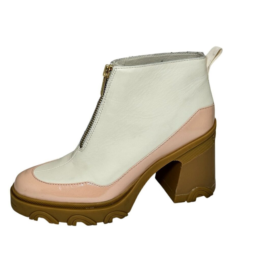 Sorel Brex Zip Boots Womens 6 Block Heel Natural Pardox Pink Waterproof size 9‎